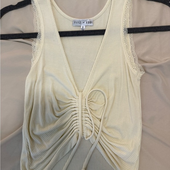 Cream Ruched Crop Top - Picture 1 of 2